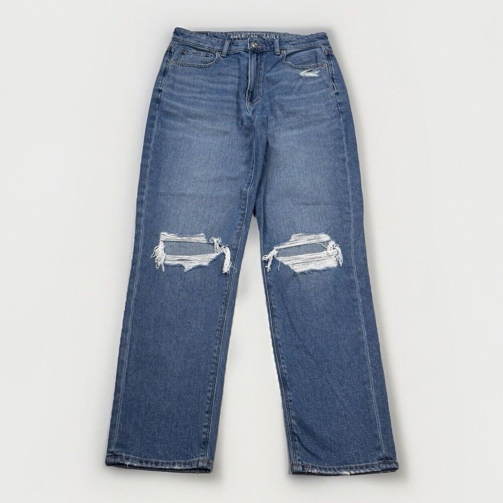 American Eagle Jeans Womens 6 Mom Distressed Comfort Stretch Waist Measure 29x27